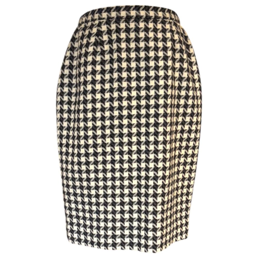 Lilli Ann Collections vtg 80s black white houndstooth lined wool skirt‎ USA sz S